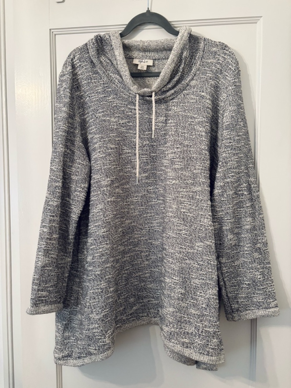 Style & Co. Gray Marled Cowl Neck Pullover with Drawstring